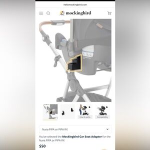 Mockingbird Car Seat Adapter for Nuna PIPA or PIPA RX